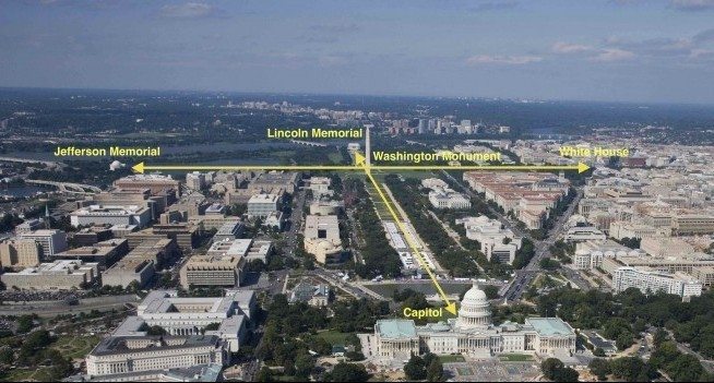 Aerial view of Washington, D.C. - U.S. Capitol under restoration