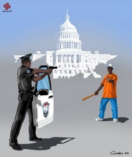 ABD amerika ferguson olayı gündüz aghayev global police illüstrasyonları polis