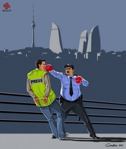 azerbaycan Gunduz Aghayev global police illüstrasyonları polis boks ringi bakü