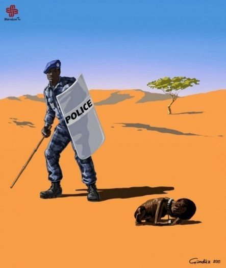 sudan polis açlık çocuk gündüz aghayev global police illüstrasyonları
