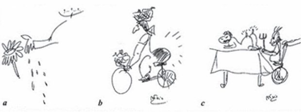Federico Fellini papatya bisiklet masa çizimleri nörolojik