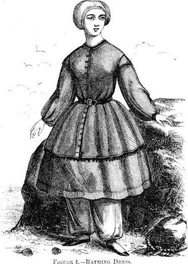 1858'lerde İngiliz kadınlarının yüzme kıyafeti