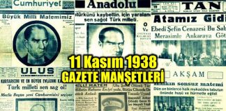 Atatürk'ün son günleri ve 11 Kasım 1938 gazete manşetleri