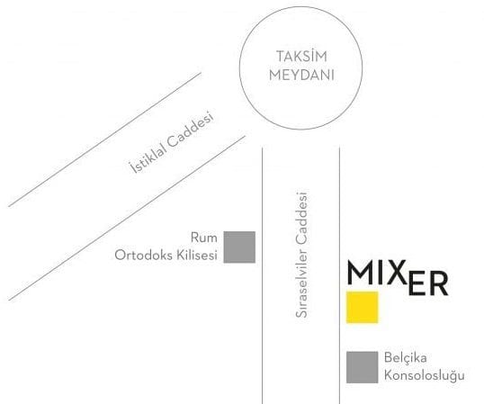 mixer çağdaş sanat galerisi istanbul taksim sıraselviler kroki