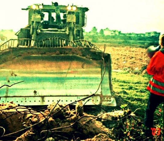 Gazze'de İsrail dozerleri bir Filistinli'nin evini yıkmak istediğinde Amerikalı barış eylemcisi Rachel Corrie bedenini siper etmişti.