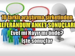 10 araştırma şirketinden referandum anketi sonuçları