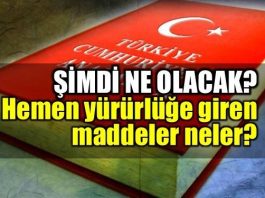 Hemen yürürlüğe girecek 3 madde ne? anayasa değişikliği referandum