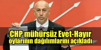 CHP Genel Başkan Yardımcısı Erdal Aksünger, 16 Nisan referandumundaki mühürsüz oylarda Evet ve Hayır'ın oranlarını açıkladı.
