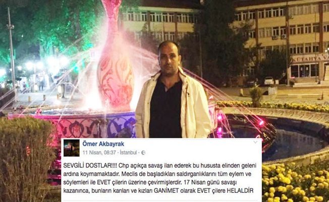 İstanbul Büyükşehir Belediyesi Hal Müdürlüğü'nde görevli Ömer Akbayrak "Hayır'cıların karıları da kızları da 'evet'çilere helaldir" 