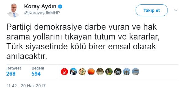 koray aydın mhp mahkeme açıklaması