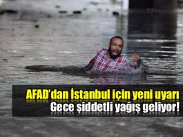 AFAD istanbul için şiddetli yağış uyarısı!