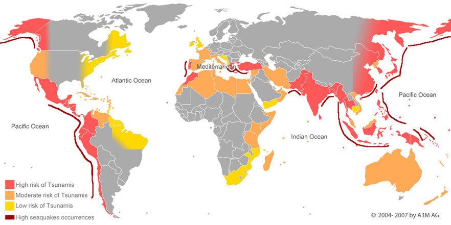 tsunami dünya risk haritası
