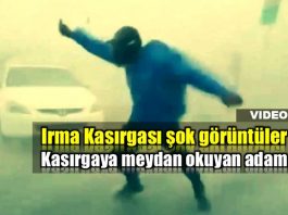 Irma Kasırgası şok görüntüler: Kasırgaya meydan okuyan adam
