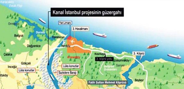 kanal istanbul güzergah harita