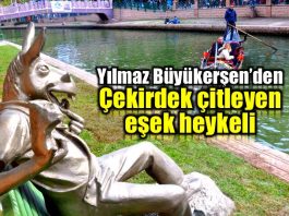 Eskişehir çekirdek çitleyen eşek heykeli yılmaz büyükerşen