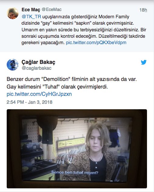 thy türk hava yolları gay eşcinsel kelimesi çeviri skandalı