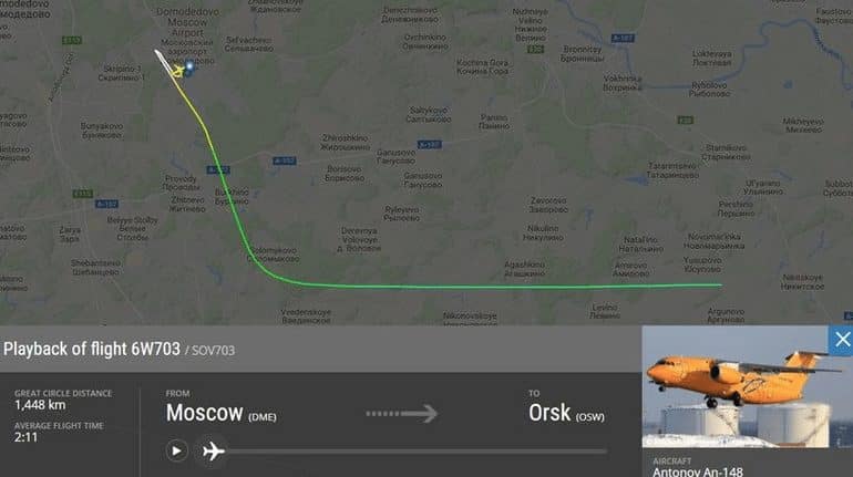 Saratov plane crash route