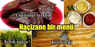 Naçizane bir menü: Kol böreği, Çükündür turşusu, Şıllık tatlısı Naçizane bir menü: Kol böreği, Çükündür turşusu, Şıllık tatlısı