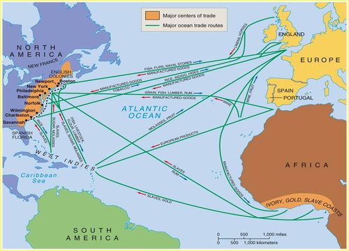 köle ticaret gemileri harita rota avrupa afrika amerika