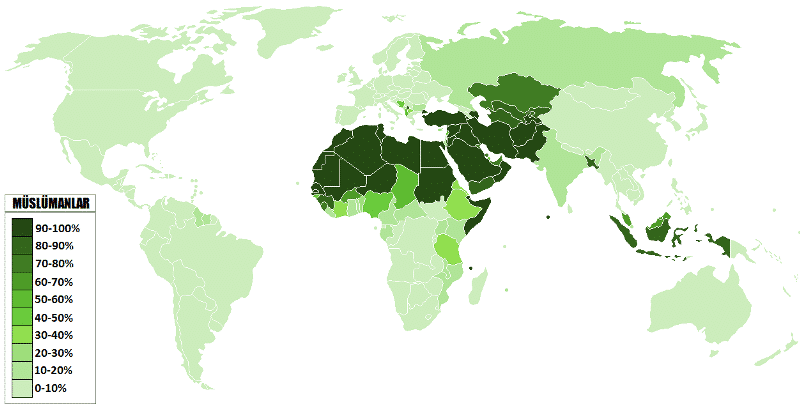 müslüman islam ülkeler devletler haritası