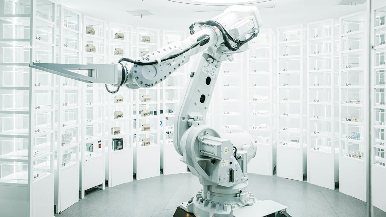 Sergide beyaz robot kolu