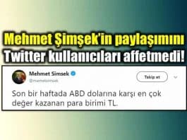 Mehmet Şimşek Twitter Dolar TL paylaşımı