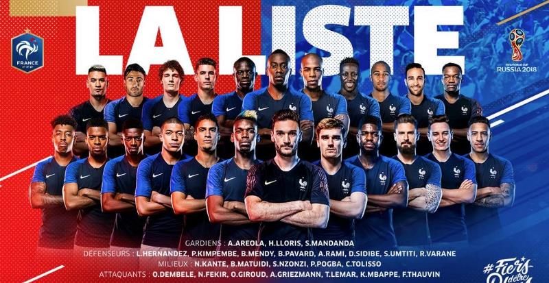 2018 dünya kupası şampiyonu olan Fransa futboludur