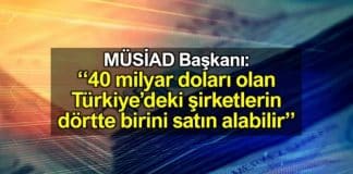 40 milyar doları olan Türkiye'deki şirketlerin dörtte birini satın alabilir