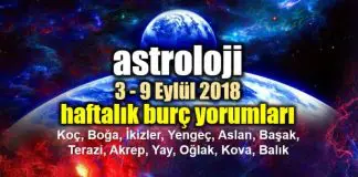 Astroloji: 3 – 9 Eylül 2018 haftalık burç yorumları Astroloji: 3 - 9 Eylül 2018 haftalık burç yorumları