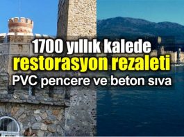 1700 yıllık Mamure Kalesi restorasyon rezaleti PVC pencere ve beton sıva ile restore edildi