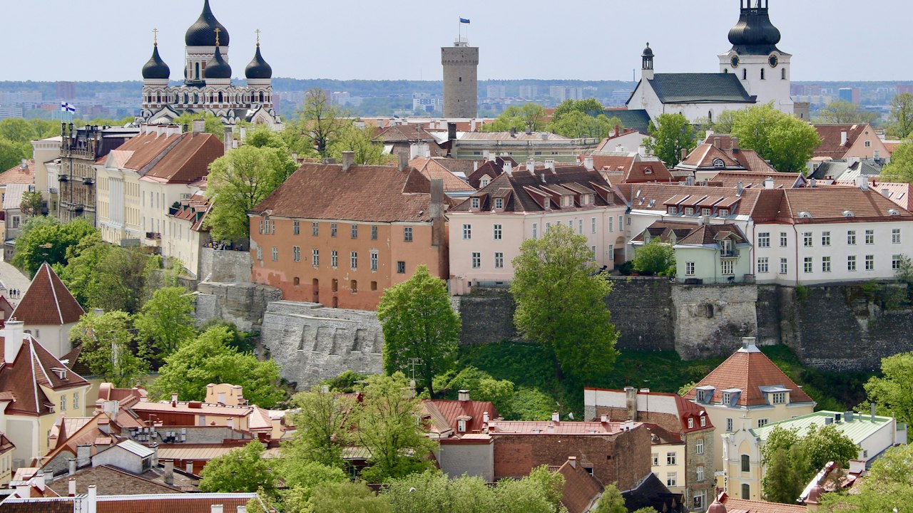 Tepeden Tallinn şehir manzarası