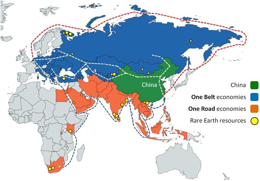 The Belt And Road Initiative Roadmap Including REE Sources Found In Countries Involved 