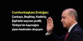 erdoğan: Çankaya, Beşiktaş, Kadıköy, Şişli seçmen profili, Türkiye’nin kaymağını yiyen kesimden oluşuyor.
