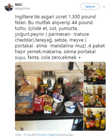 İngiltere ile Türkiye gıda alışverişi fiyat karşılaştırması