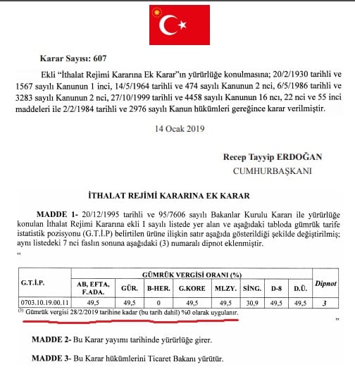 soğan ithalatında gümrük vergisi sıfırlandı