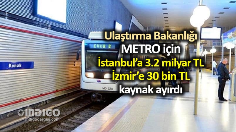 Metro için İstanbul 3.2 milyar TL, İzmir ise 30 bin TL ayrıldı