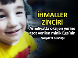 Ameliyatta oksijen yerine azot verilen minik Ege yaşam savaşı