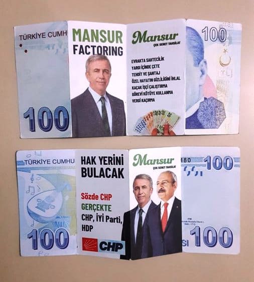 Mansur Yavaş aleyhine 100 TL banknot broşürler dağıtıldı