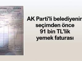 AK Parti tokat erbaa belediyesi seçimden önce 91 bin TL yemek faturası