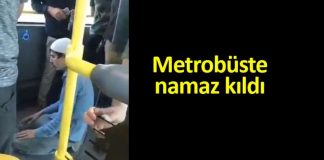 metrobüste namaz kılan adam görüntüleri video