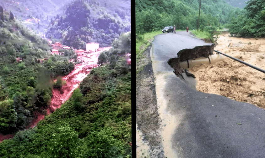 Trabzon da sel ve HES borusu patlaması: Evler, yollar, köprüler çöktü!