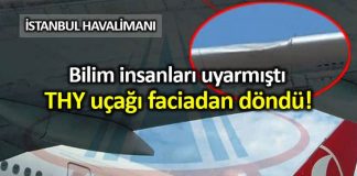TK2313 sefer sayılı uçuşu yapmak üzere İstanbul Havalimanı gelen TC-JJM kuyruk tescilli uçak kuş sürüsüne çarptı