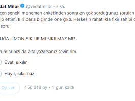 Vedat Milor dan Balığa limon sıkılır mı? anketi