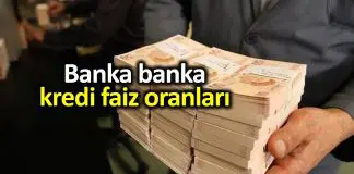 Banka banka kredi faiz oranları: Taşıt, konut ve ihtiyaç kredisi Banka banka kredi faiz oranları: Taşıt, konut ve ihtiyaç kredisi