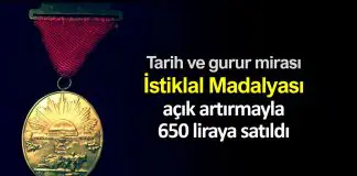İstiklal Madalyası müzayede salonunda açık artırmayla 650 liraya satıldı İstiklal Madalyası müzayedede 650 liraya satıldı