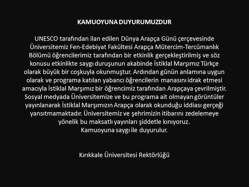 kırıkkale üniversitesi arapça istiklal marşı açıklaması