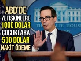 ABD de yetişkinlere 1000 dolar çocuklara 500 dolarlık nakit destek