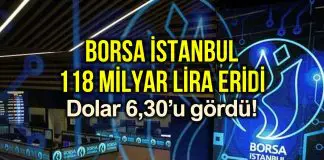 Borsa İstanbul 4 günde 118 milyar lira eridi, Dolar/TL 6,30’u gördü! Borsa İstanbul 4 günde 118 milyar lira eridi, Dolar/TL 6,30 u gördü!