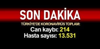 Türkiye de corona ölüm sayısı 214 e, vaka sayısı 13531 e yükseldi