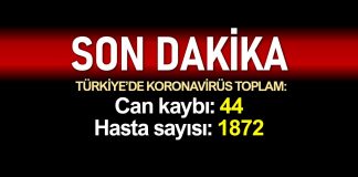 Türkiye de corona salgınında son durum: Toplam ölüm sayısı 44, hasta 1872